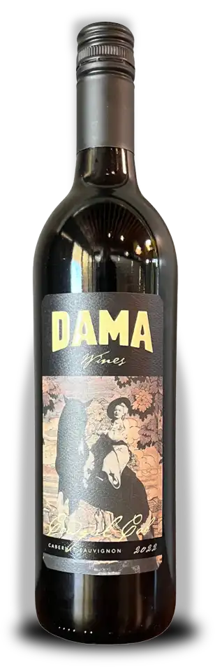 Dama Wines Cabernet Sauvignon red wine bottle with vintage illustrated label